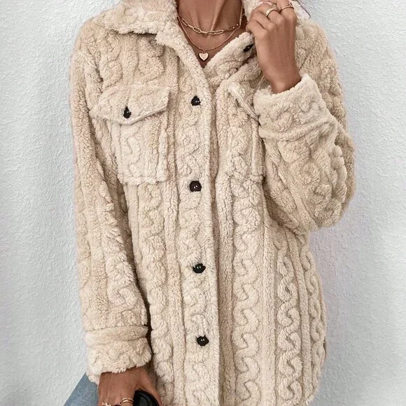 Apricot Casual Women's Coral Fleece & Flannel Ladies Regular Warm Jacket - Picture 5 of 6